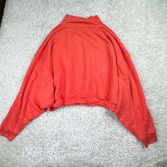 Free People Orange Cropped Pocket Sweatshirt Mock Neck - Picture 2 of 7